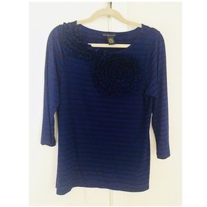 🚫SOLD Design History Striped Ruffle Flower Top L